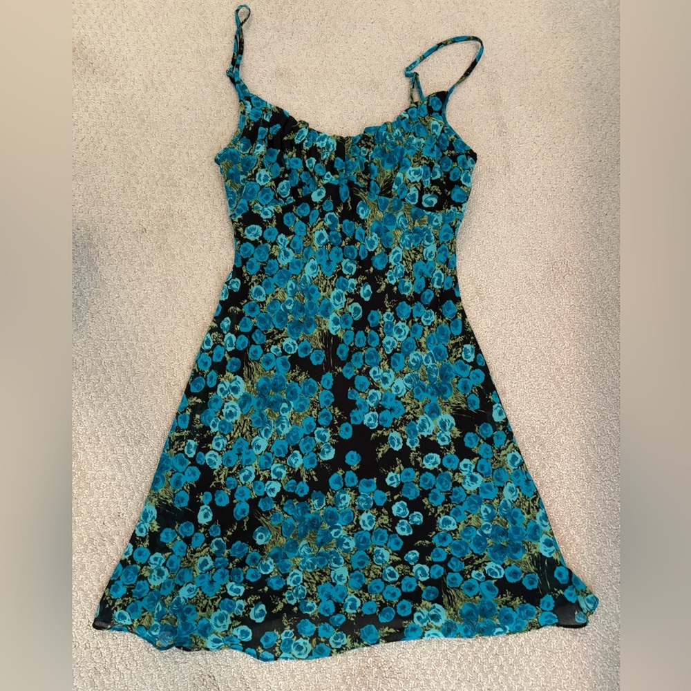Vintage Betsey Johnson | Blue Rose Printed Sundress | size P